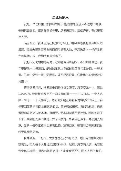 六年级作文：思念的泪水作文600字