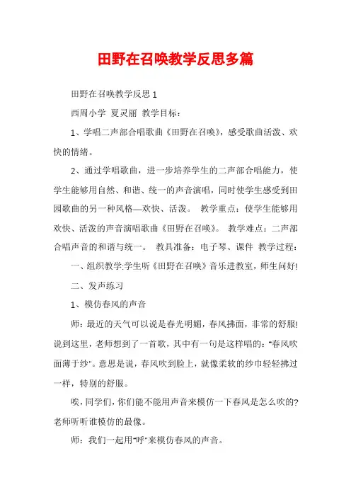 田野在召唤教学反思多篇