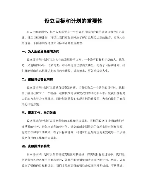 设立目标和计划的重要性