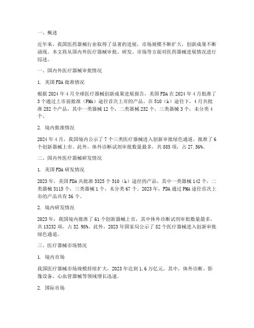 医药器械进展情况报告