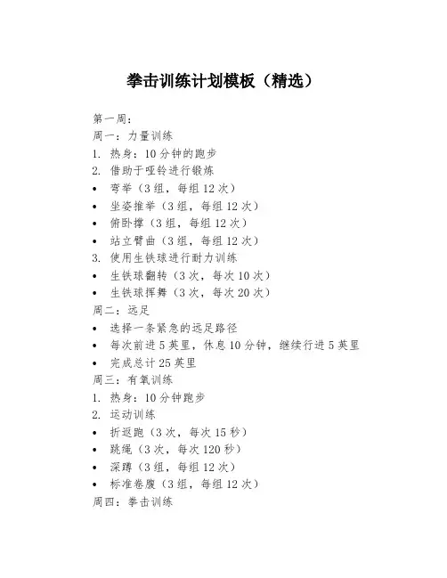拳击训练计划模板(精选)