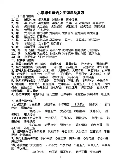 六年级语文毕业总复习--字词