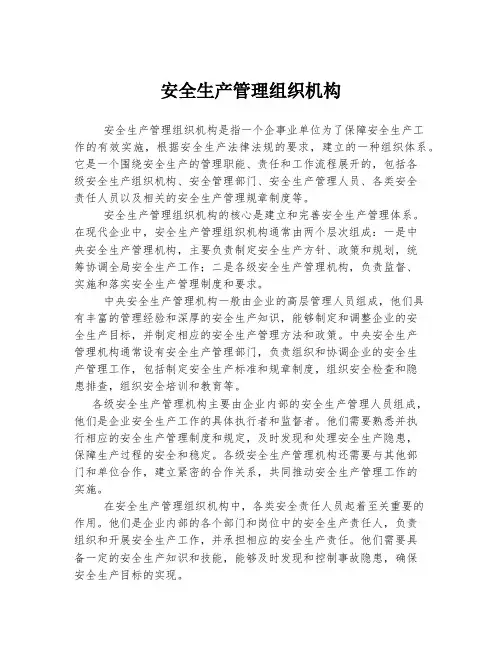 安全生产管理组织机构