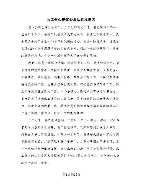 it工作心得体会总结标准范文（5篇）