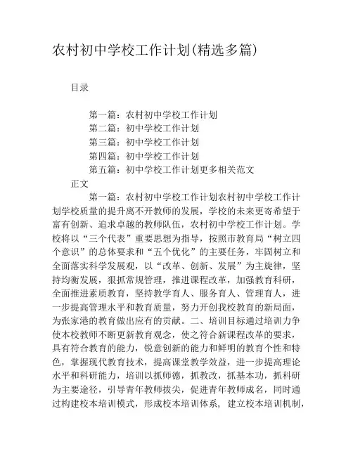 农村初中学校工作计划(精选多篇)