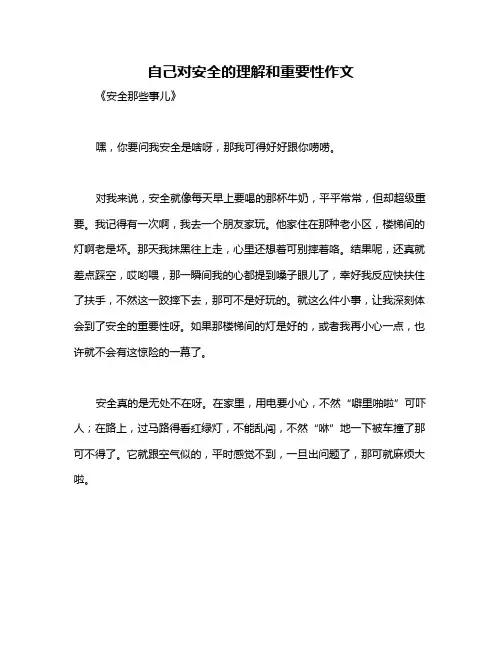 自己对安全的理解和重要性作文