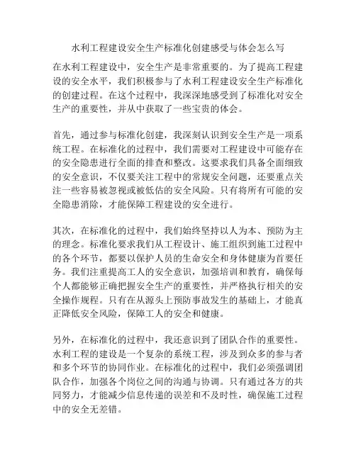 水利工程建设安全生产标准化创建感受与体会怎么写