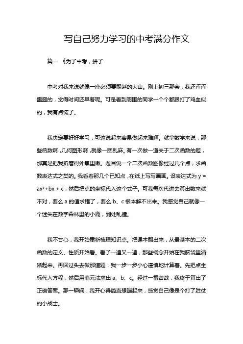 写自己努力学习的中考满分作文