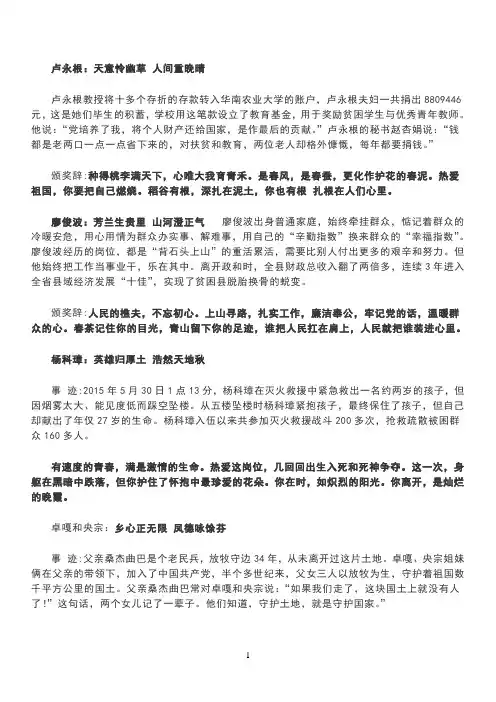 2018十大人物颁奖词