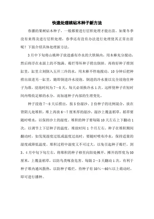 快速处理桃砧木种子新方法