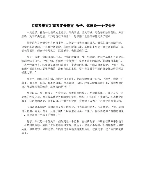 【高考作文】高考零分作文 兔子,你就是一个傻兔子