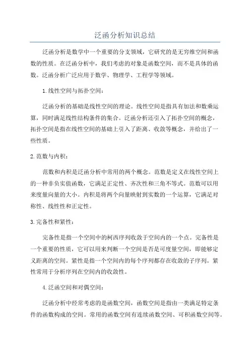 泛函分析知识总结