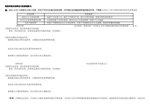 2018高考一轮复习必修四物质和意识的辩证关系原理课堂变式练习