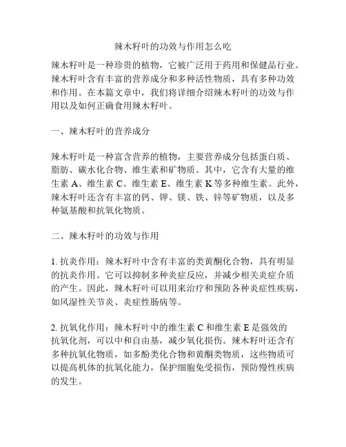 辣木籽叶的功效与作用怎么吃