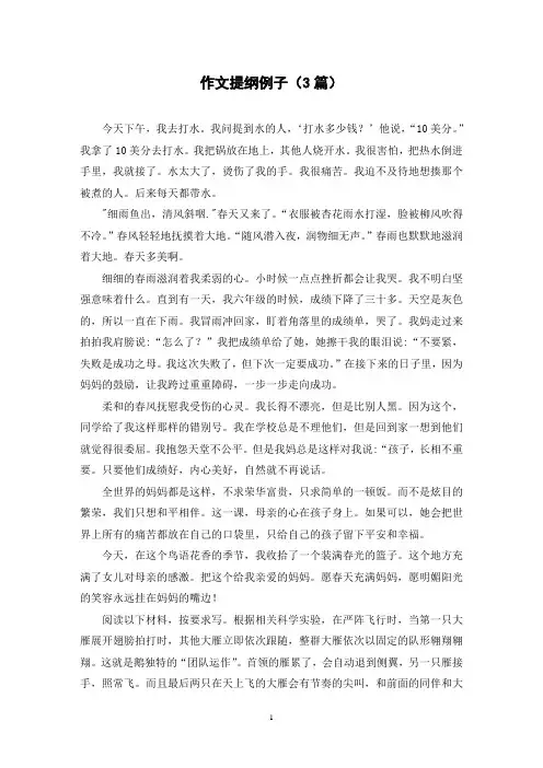 作文提纲例子(3篇)