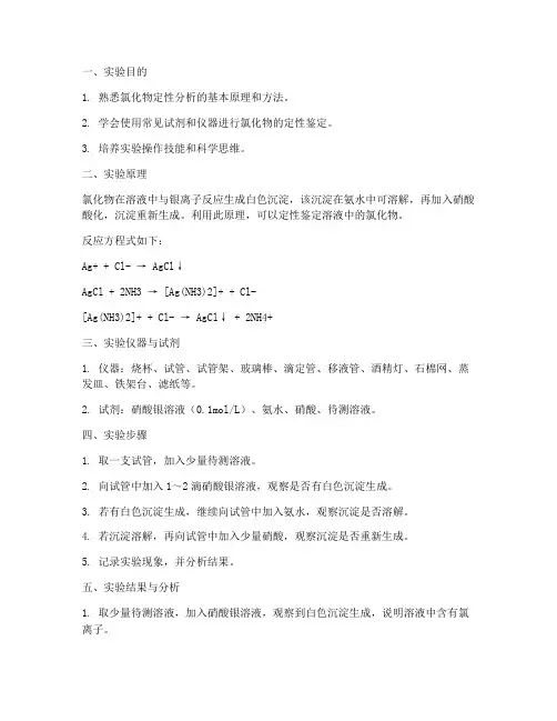 氯化物实验报告