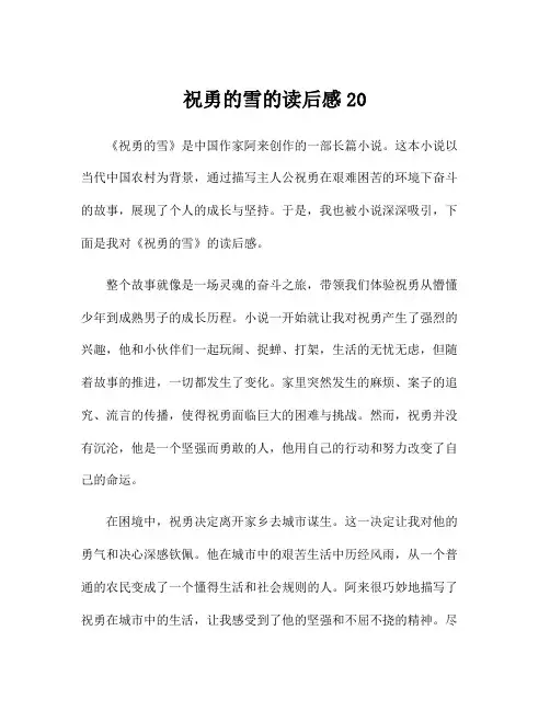 祝勇的雪的读后感20