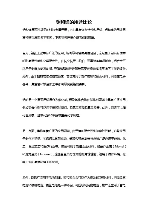 钼和镍的用途比较