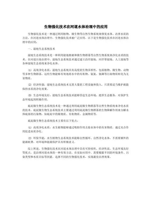 生物强化技术在河道水体治理中的应用