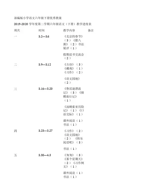 2020年部编版小学语文六年级下册优秀教案全册 2