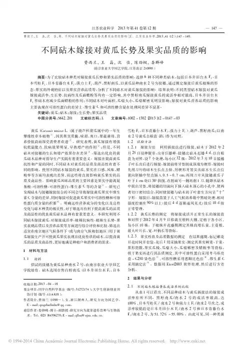 不同砧木嫁接对黄瓜长势及果实品质的影响_费雨兰