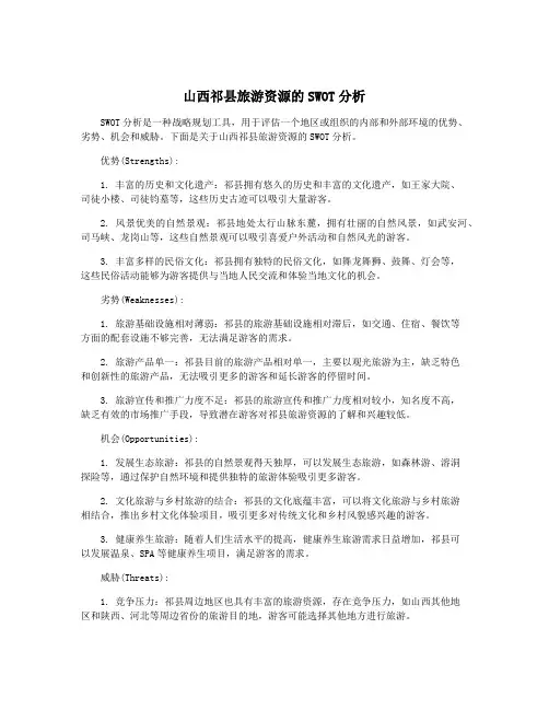 山西祁县旅游资源的SWOT分析