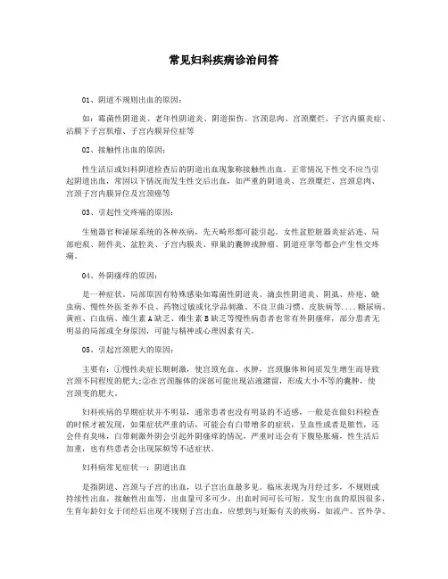 常见妇科疾病诊治问答
