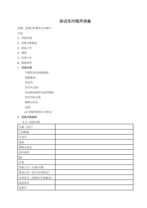 路试车内噪声测量