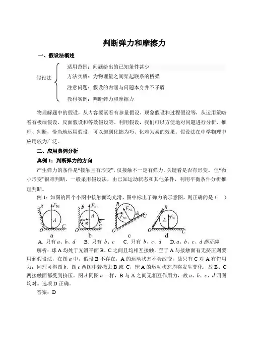 判断弹力和摩擦力