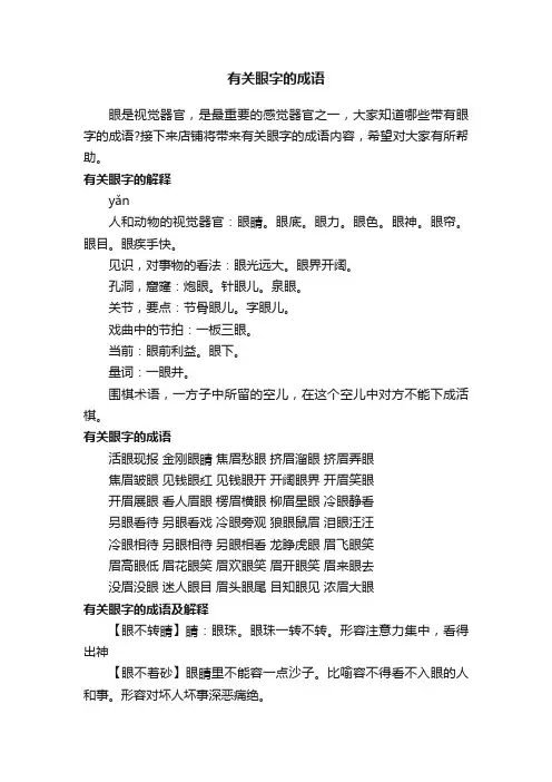 有关眼字的成语