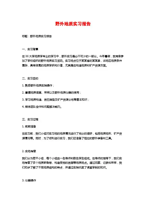 野外地质实习报告