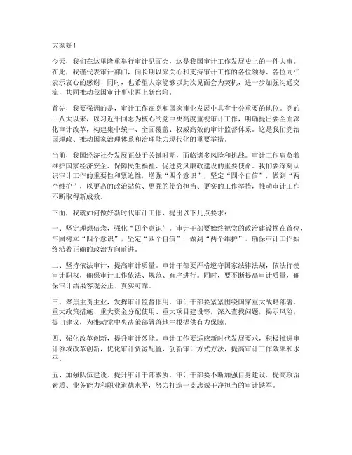 审计见面会领导发言稿