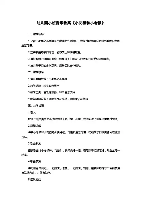 幼儿园小班音乐教案《小花猫和小老鼠》