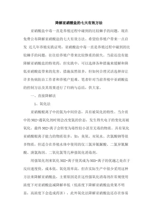 降解亚硝酸盐的七大有效方法