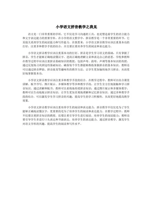 小学语文拼音教学之我见
