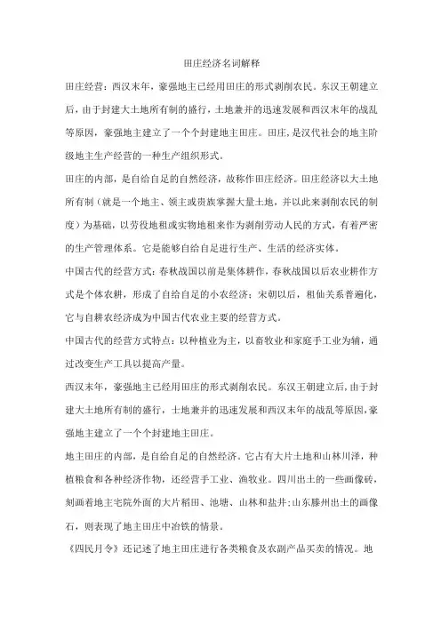田庄经济名词解释
