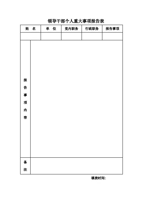 领导干部个人重大事项报告表