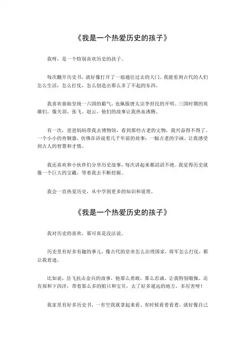 我是一个热爱历史的孩子作文
