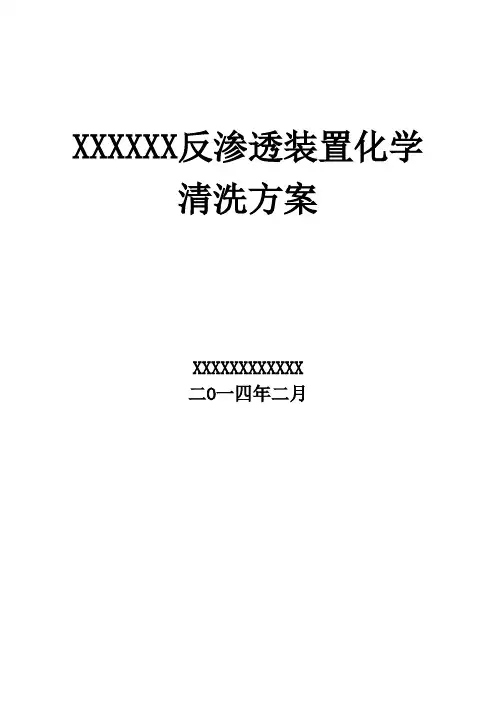 反渗透装置化学清洗方案