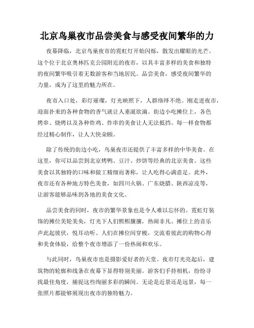 北京鸟巢夜市品尝美食与感受夜间繁华的力