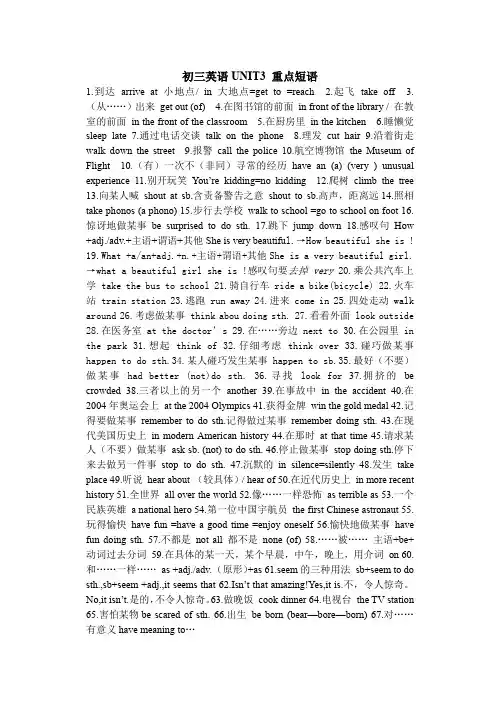 初三英语第三单元重点短语