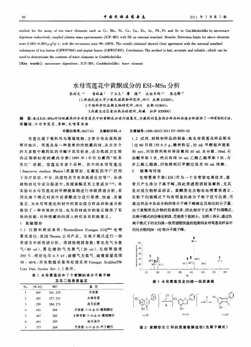 水母雪莲花中黄酮成分的ESI—MSn分析