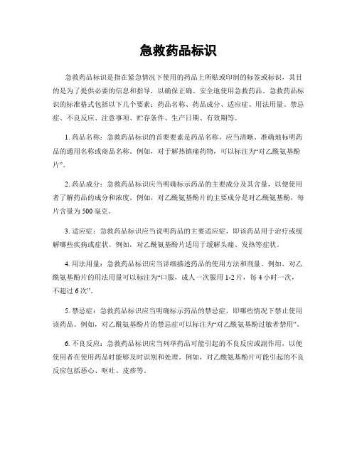 急救药品标识
