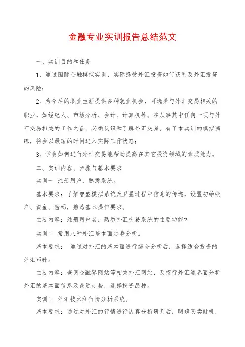 金融专业实训报告总结范文
