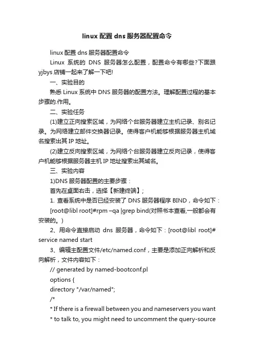 linux配置dns服务器配置命令