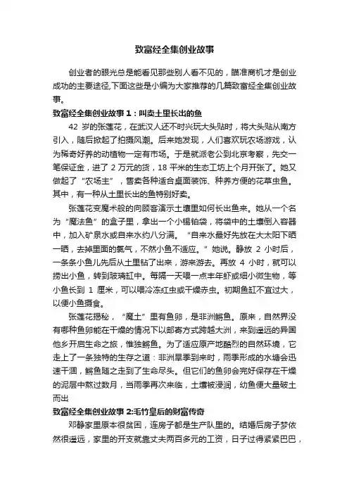 致富经全集创业故事