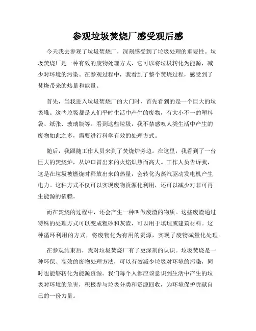 参观垃圾焚烧厂感受观后感