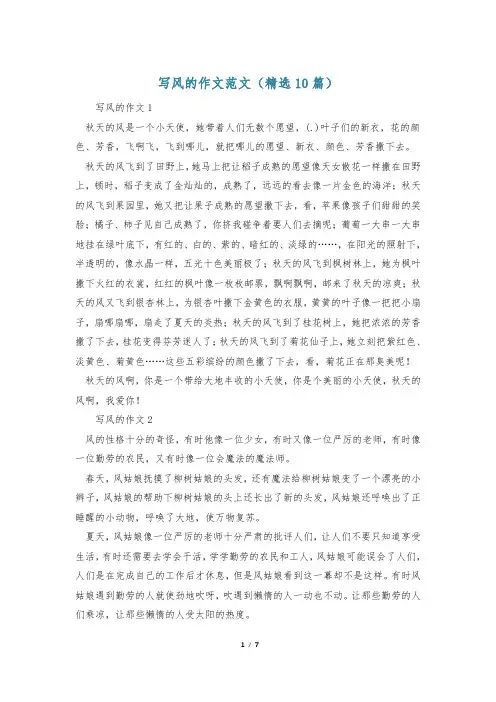 写风的作文范文(精选10篇)