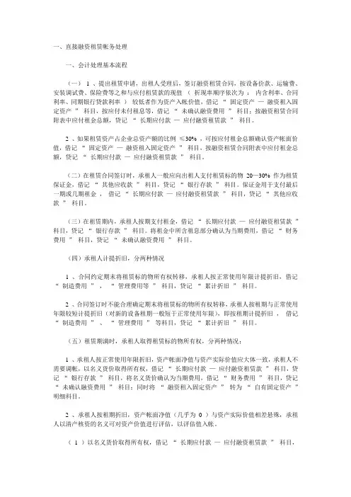 融资租赁账务处理