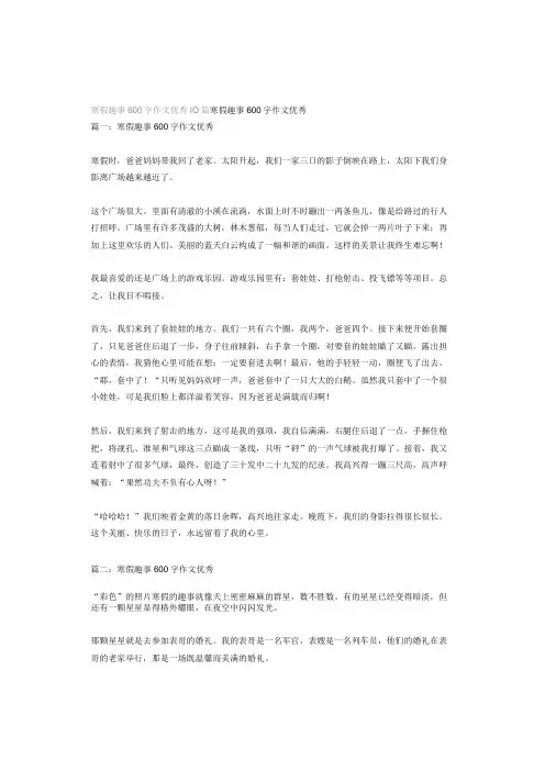寒假趣事600字作文优秀10篇